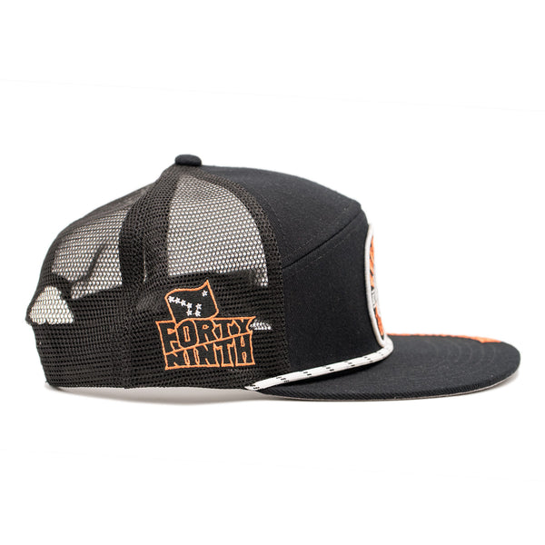 Keepers Of The Reel 7 Panel Black Trucker Hat