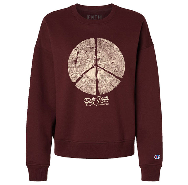 Spruce Peace Ladies Maroon Crewneck